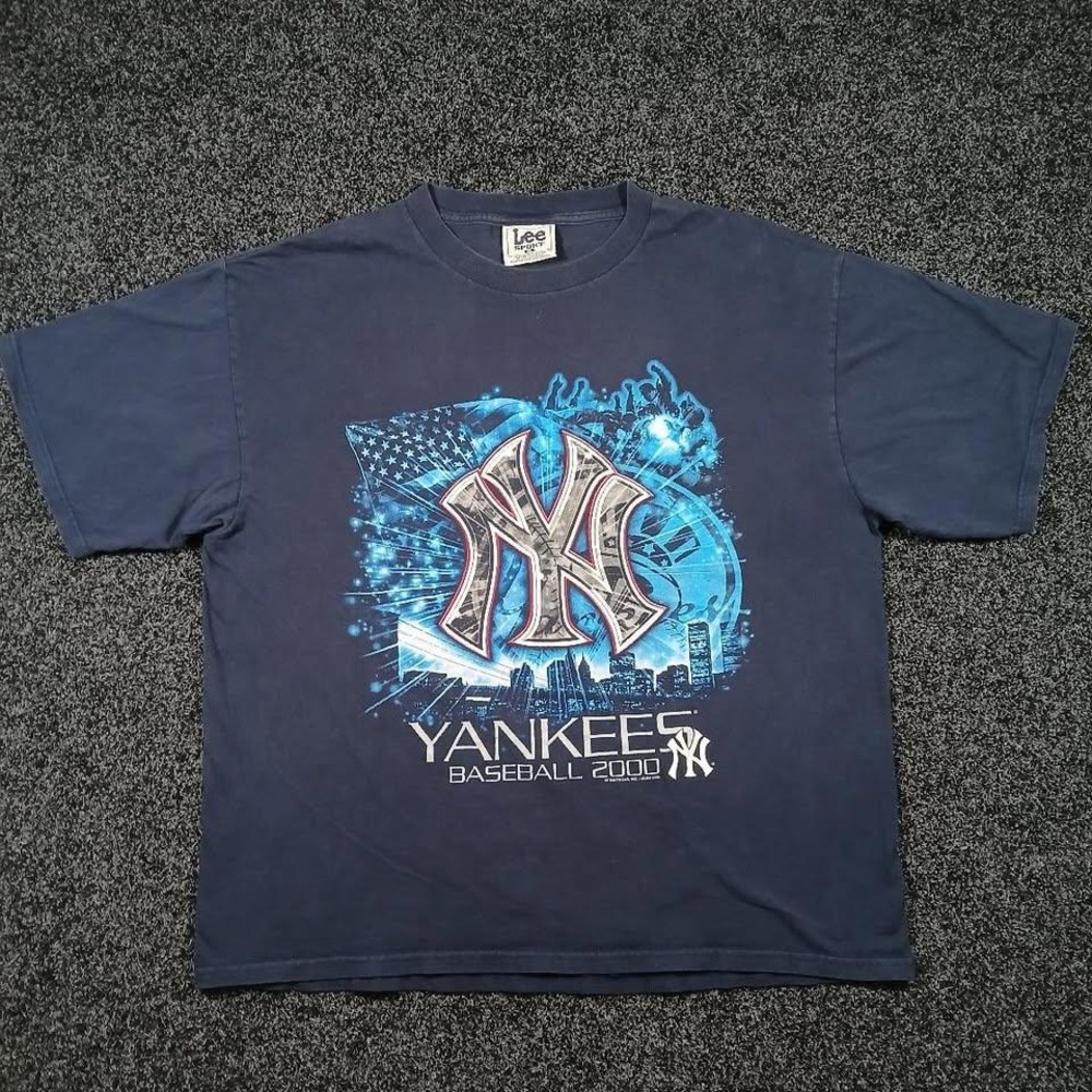 Vintage Lee Sport New York Yankees World Series 2000 T-Shirt Blue XL